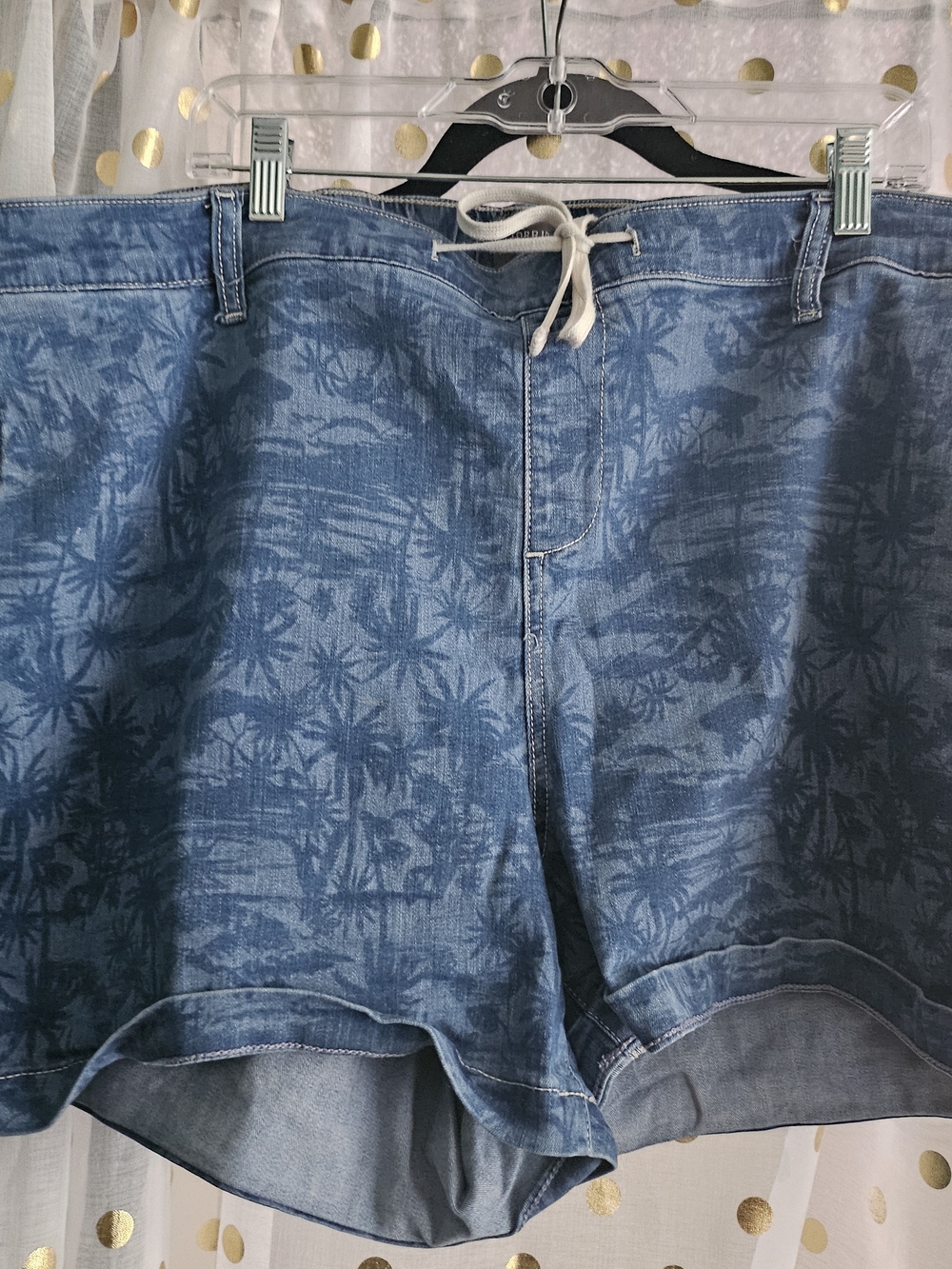 torrid Blue Palm-Print Jean Shorts